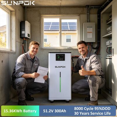 SUNPOK 8000 Cycles 51.2V 300Ah 15kWh Mobile Lifepo4 Lithium Solar Battery Floor Mounted Home Energy Storage System