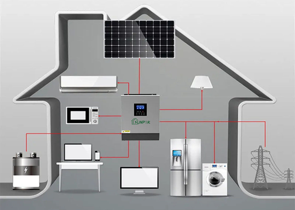 IP32 Off Grid Inverter Boyutlandırma 5kw 8kw 10kw 12kw Mppt Solar Şarj Kontrol Cihazı ile