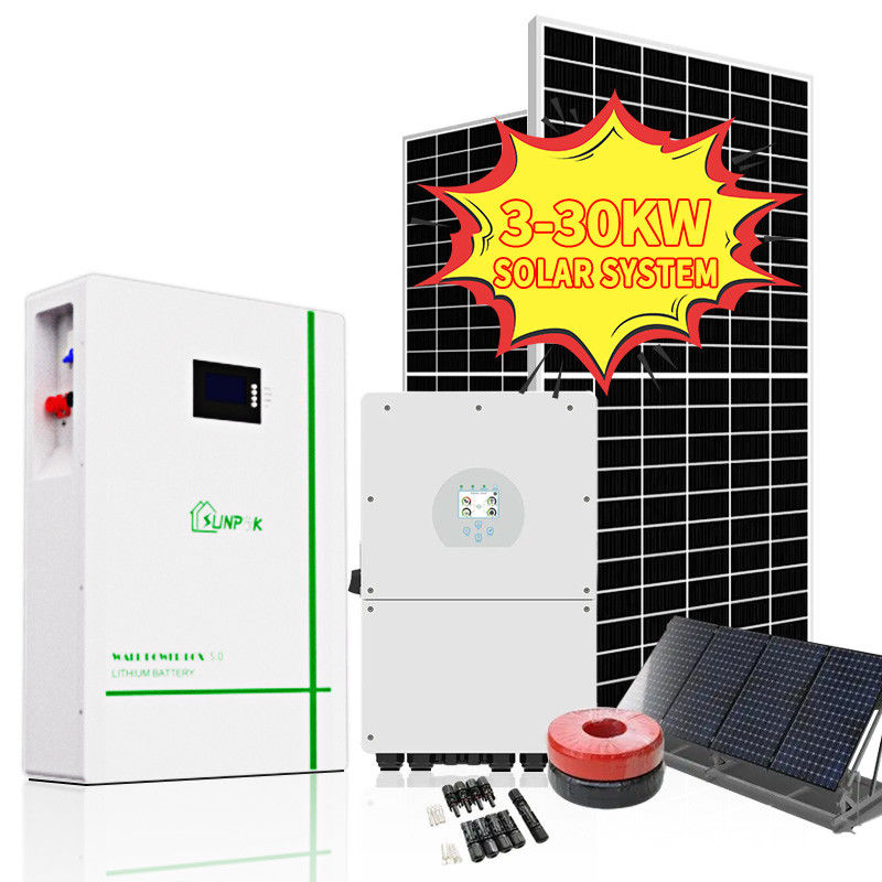 Sunpok komple kapalı ızgara güneş kiti 3kw 5kva 5kw 15kw 10kw hibrit güneş sistemi