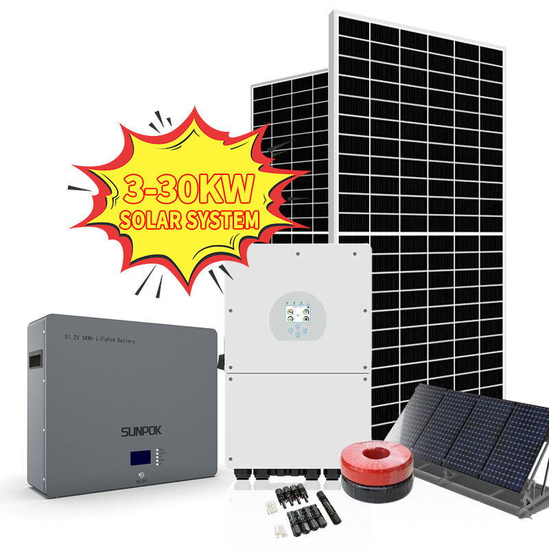 Kapalı Izgara Güneş Enerjisi Enerji Sistemi 5kv 3kva 5kw 8kw Komple Tasarım Hibrit Güneş Paneli