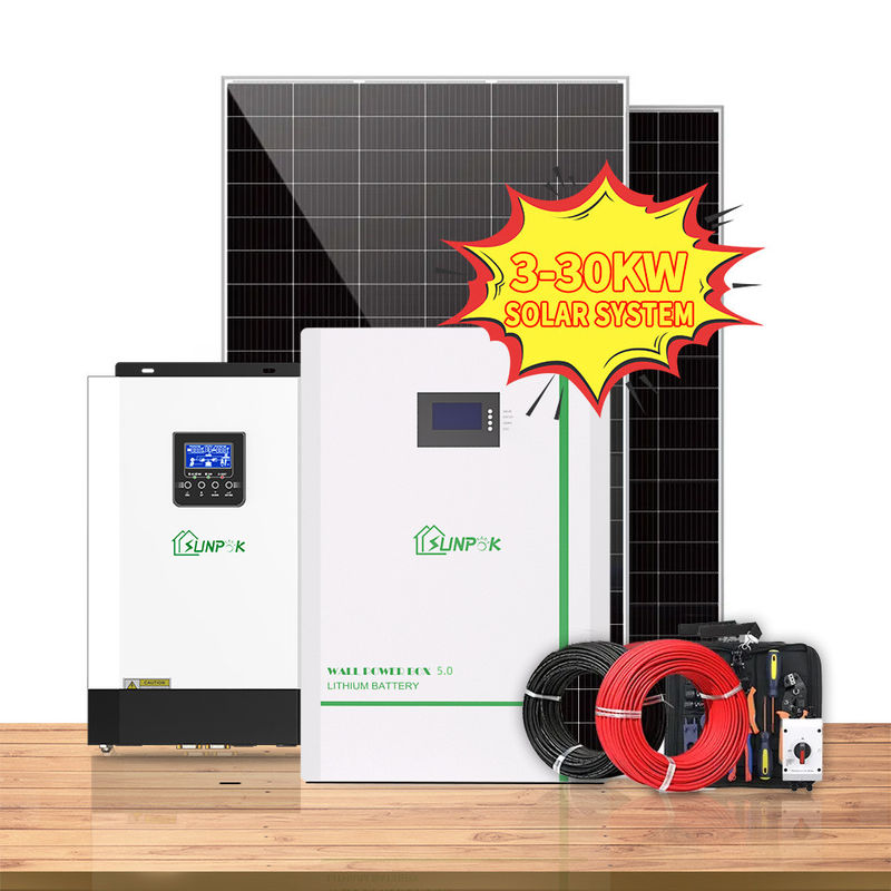 Sunpok Hibrit Güneş Sistemi Kiti 7kw 8kw 10kw Izgara Hibrit Solar İnverter Üzerinde Izgara Kravat