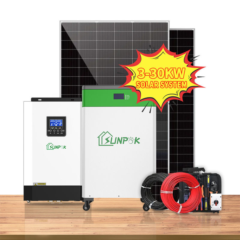 Lityum iyon Solar Ev Sistemi 10kw 20kw 30kw Pv Panel Set Off Grid Güneş Enerjisi Hibrit
