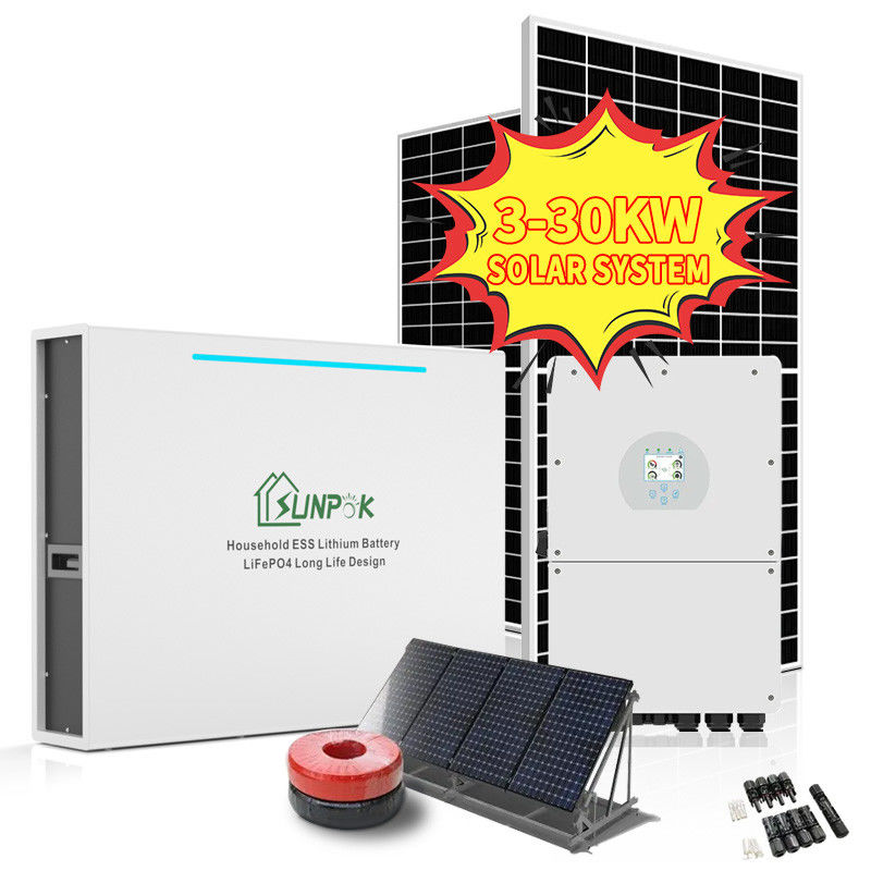 Kapalı Izgara Hibrit Güneş Rüzgar Enerjisi Sistemi 5Kw 8Kw 10Kw 12Kw Kapalı Izgara Ev Elektrik Sistemi
