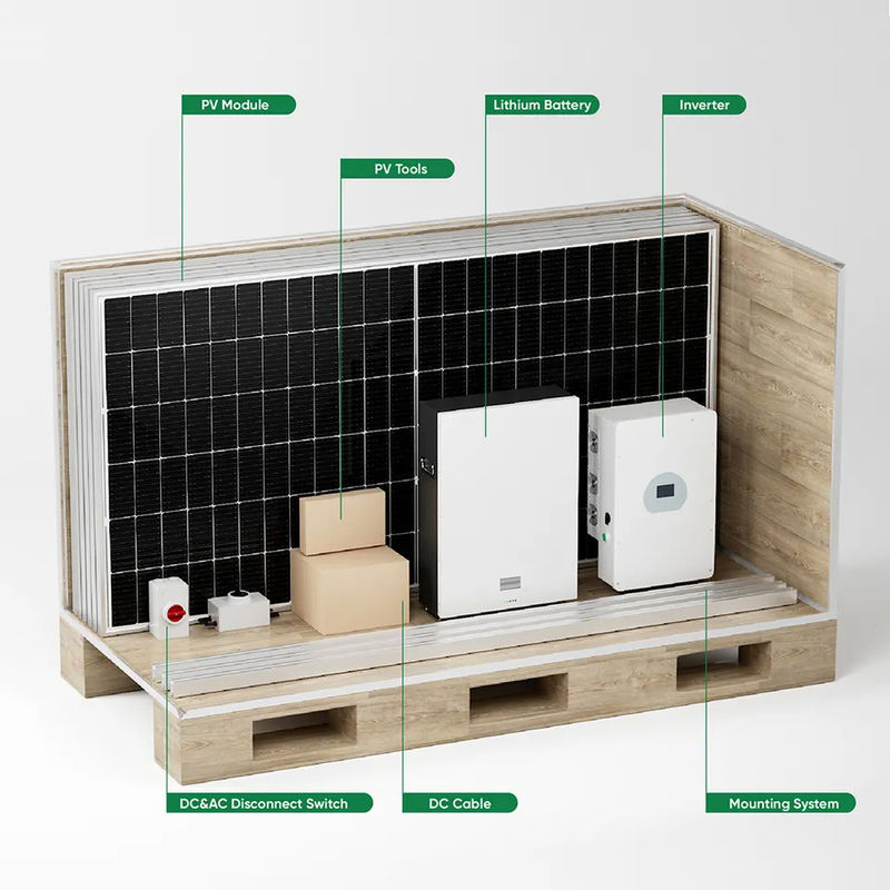 300Ah Komple Kapalı Izgara Güneş Kiti 5KW 6KW 8KW 10KW Açık Izgara Hibrit İnvertör
