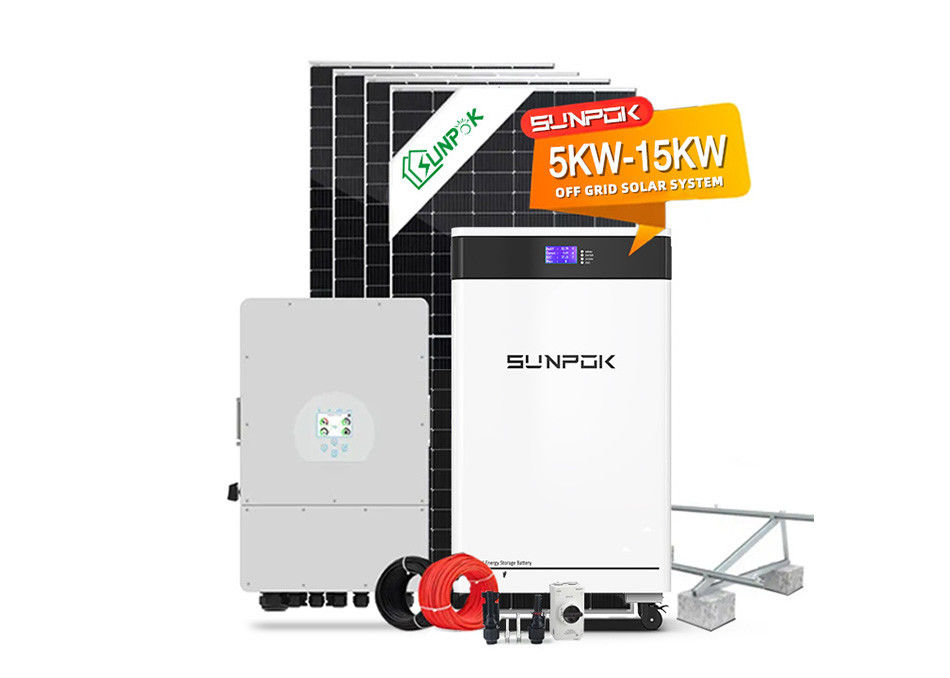 Yollu Hibrit Güneş Enerjisi Sistemleri 5kw Inverter ile Hibrit Şebekeden 30kw Lityum Pil Güneş Sistemi