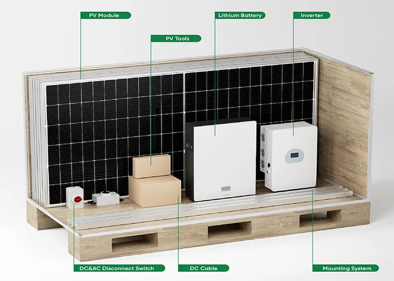 Yollu Hibrit Güneş Enerjisi Sistemleri 5kw Inverter ile Hibrit Şebekeden 30kw Lityum Pil Güneş Sistemi