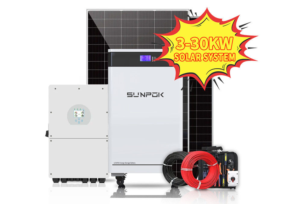 AB ABD 50kw Hibrit Güneş Enerjisi Sistemleri 10kw 15kw Ev için 20kw 30kw Endüstriyel Güneş Sistemi