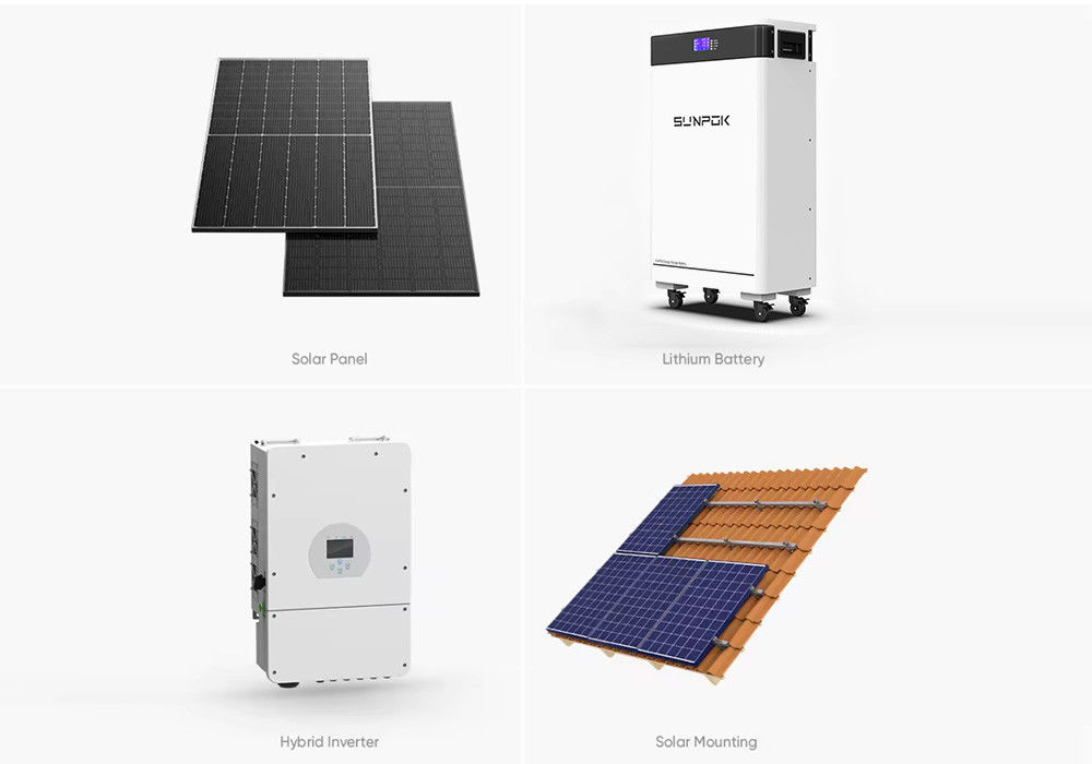 Sistem Hibrit Solaire Eolien Güneş Paneli 3KW 5KW 10KW 20KW Ev İçin Güneş Sistemi
