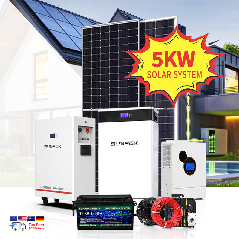 Şebeke dışı 10Kwh Çatılı Güneş Enerjisi Sistemi 15Kw 10Kw 5Kw Tam Seti Hibrit Şebeke dışı Sistemi Maliyeti