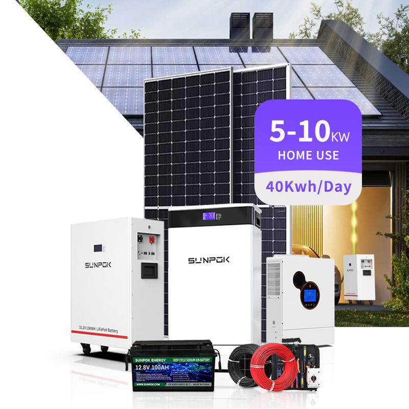 Güneş Paneli Sistemi Hibrit Güneş Sistemi Hibrit Şebeke Kapalı Tam Ev Ev 3kw 5kw 10kw 15kw Enerji Depolama