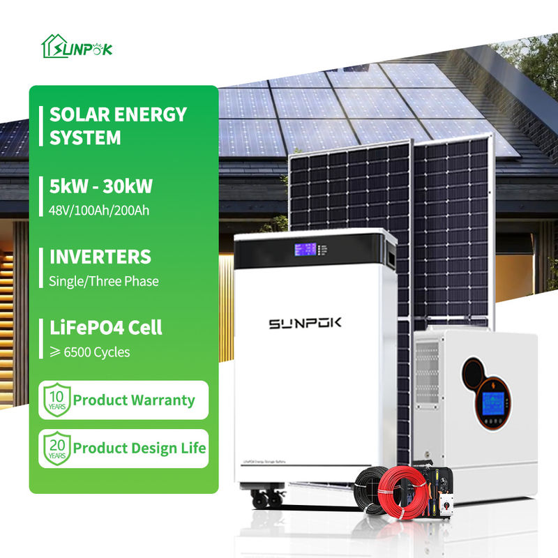 Enerji Hibrit Güneş Sistemi Ev İçin 5KW 8KW 10KW 12KW Tam Yapı Güneş Enerjisi Paneli