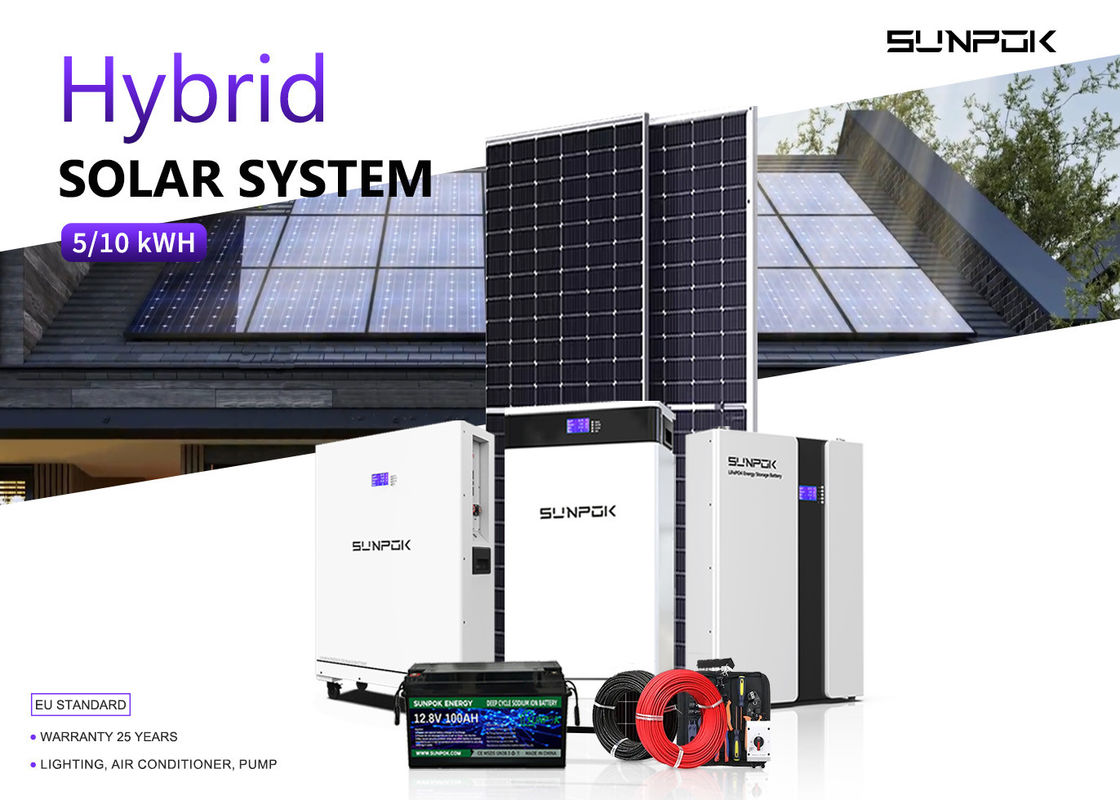 Hibrit Güneş Enerjisi Depolama Sistemi Lityum Piller 48v 200ah 15kwh 20kwh Çatı Montajı