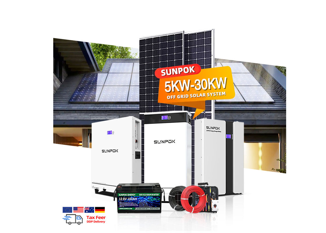 Güneş Enerjisi Sistemi Şebekeden Açık 6000W 10Kw 15Kw 20Kw Hibrit Üç Fazlı Güneş Enerjisi Sistemi