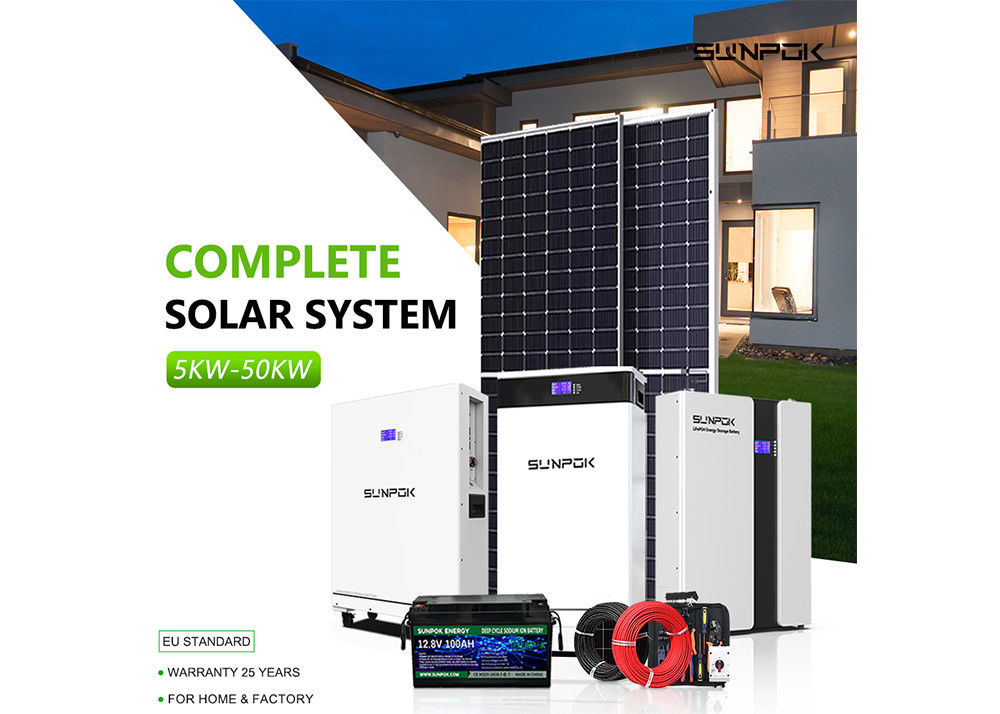 20Kw 10Kw 5Kw Şebekede Hibrit Güneş Sistemi Tam Ev Güneş Paneli Güç Montaj Sistemi Şebekeden Açık Güneş Enerjisi Sistemi