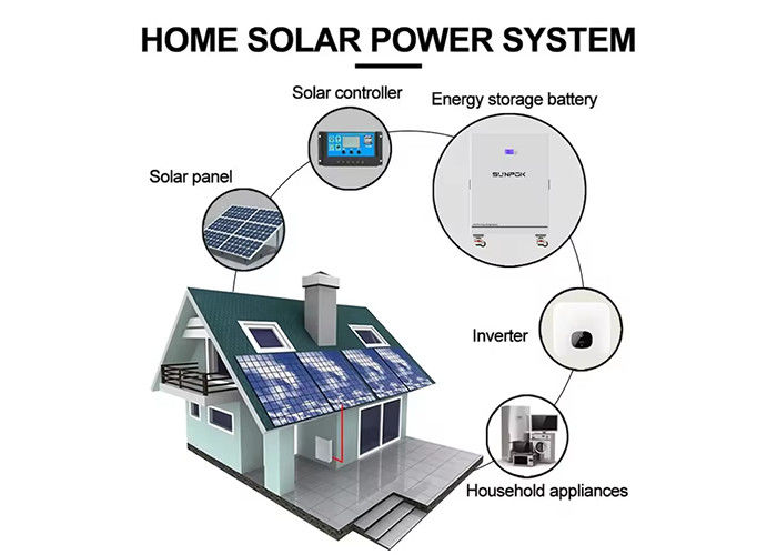 Ev için Şebeke dışı Güneş Enerjisi Sistemleri 5kw 10 Kw Hibrit Güneş Enerjisi Sistemi Pil