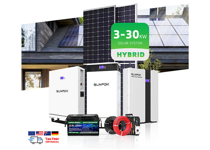 Fotovoltaik 10Kw 12Kw 15Kw Hibrit Güneş Enerjisi Sistemi Inverter ile Ev Kullanımı için Tam Güneş Paneli Güç Sistemi