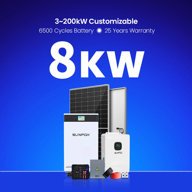 Güneş Enerjisi Sistemi Tam Tam Paket 5kw 8kw 10kw 10kw Lityum İyon Pilli Evler İçin Hibrit Şebeke Kapalı Kit