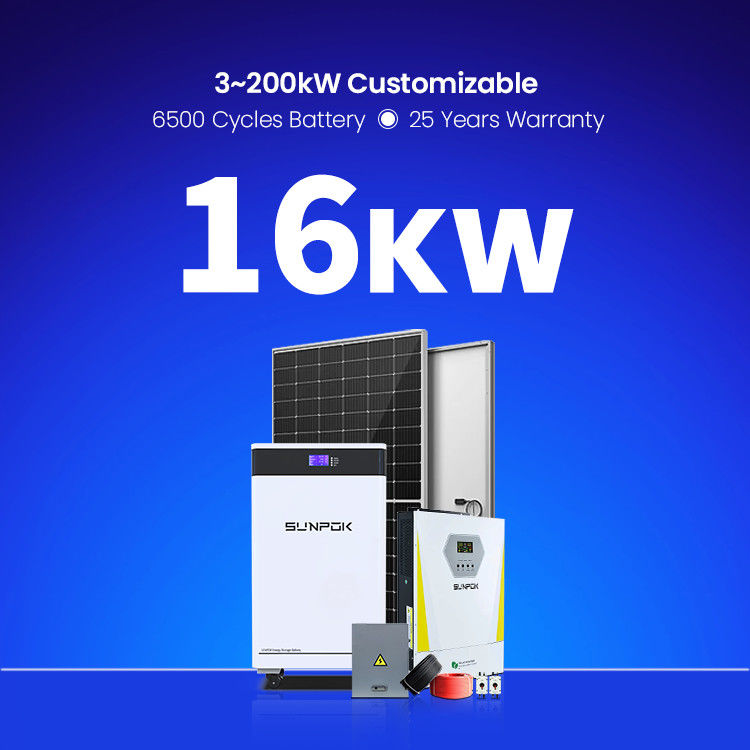 Güneş Paneli Enerji Sistemi 15Kva 16KW 18KW Tam Ev Hibrit Güneş PV Enerji Sistemi