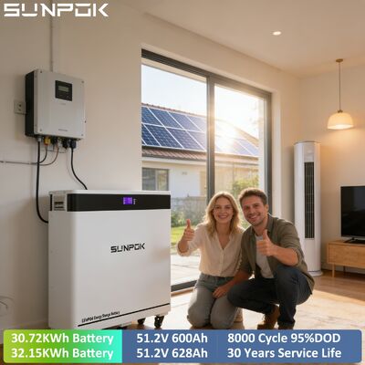 Sunpok Home Energy Storage 51.2v 600Ah Lithium Ion Batteries Solar Power Storage System Movable Lifepo4 Battery 30Kwh LFP