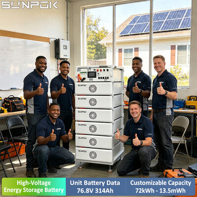 SUNPOK 76.8V 314Ah Yüklenebilir LiFePO4 Bataryası 150-800V Ticari Endüstriyel Enerji Depolama Sistemi Wifi İzleme ile