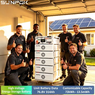 Sunpok Ticari Boost Lityum Pil 76.8V 314AH Yüksek Voltaj 76.8V 314Ah 100kwh 200kwh 500kwh LiFePO4 Pil Sistemi