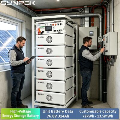 Sunpok Yüksek Voltaj 76.8V 314AH Boost Lityum Pil 100kwh 200kwh 500kwh Ticari için LiFePO4 Pil Sistemi