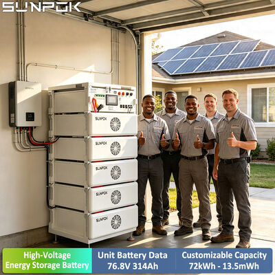 SUNPOK 76.8V 314Ah Raf Tipi Yüksek Voltajlı Batarya Paketi 100kWh - 500kWh Endüstriyel Depolama İçin Ölçeklenebilir
